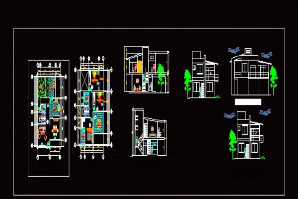 نقشه خانه مسکونی دو طبقه - اتوکدی